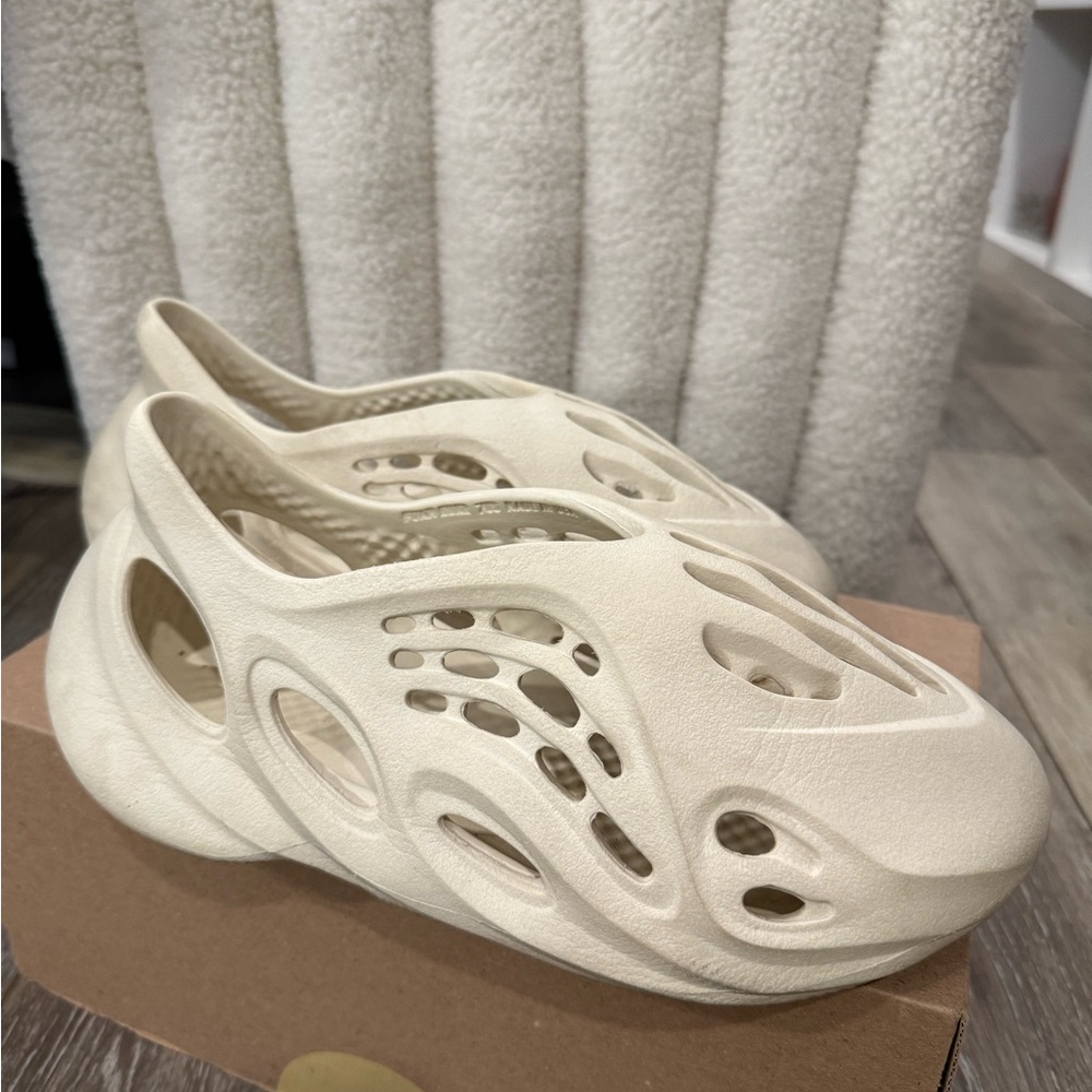 Yeezy Cream Mules with Perforated Design